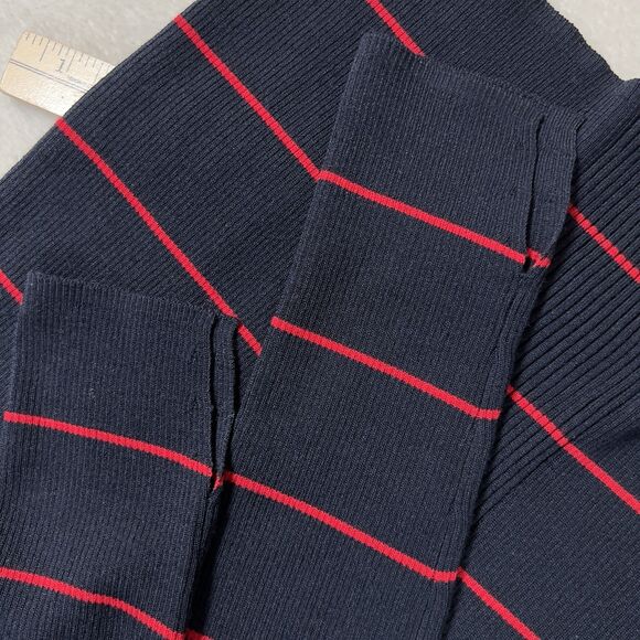 Athleta Crewneck Bayside Ribbed Sweater Top Sz L Blue Striped Merino Wool Blend - Picture 8 of 12